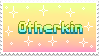 otherkin stamp by FlowerGay a digital yellow stamp with green text in the middle that says "otherkin"